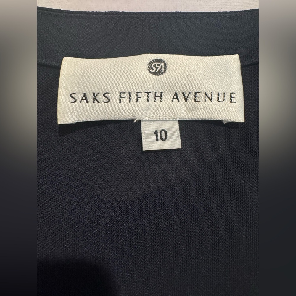 Saks Fifth Avenue 2 Piece Black Formal Dress & 1 Button Cardigan 10 Vintage VGC - Picture 14 of 16
